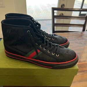 Gucci Black and Red High-Top Sneakers